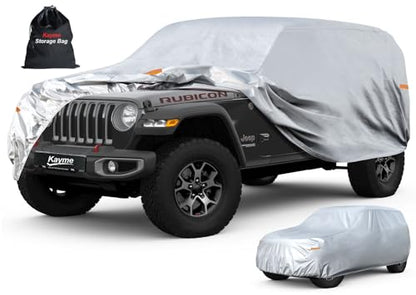 6 Layers Waterproof Car Cover for Jeep Wrangler 4 Dr (LM-Silver / 49. Custom Fit Jeep Wrangler 4 Dr)