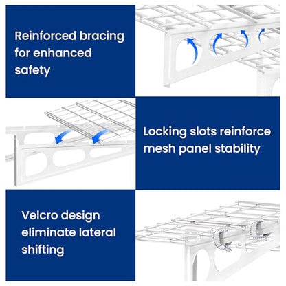 2 Pack 2x4ft Garage Shelving with Hooks (White / 2 pack-2x4 ft w/hooks)