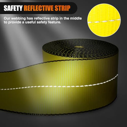 Truck Straps 4" x 30' Heavy Duty Tie Down with Flat Hooks (10Pcs 4in x 30ft Truck Straps Yellow)