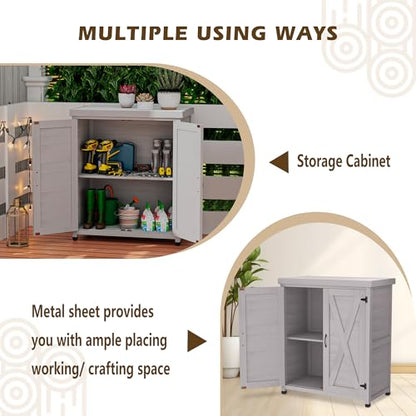 Outdoor Storage Shed Waterproof (Gray / 17.00"D x 36.00"W x 31.10"H)