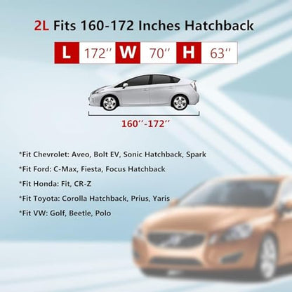 Car Cover for Automobiles (Silver-Orange / 2L：for Hatchback(Lenght 160"-170"))