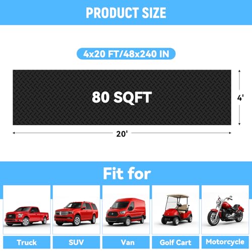 4x20 FT Garage Floor Mat (4x20 FT / Black)