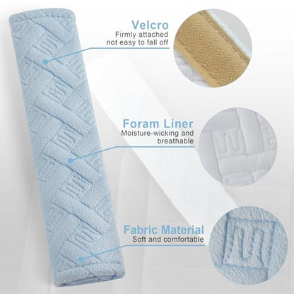 2 Pack Universal Car Shoulder Strap Pads Cover for A More Comfortable Driving (Pale Blue)