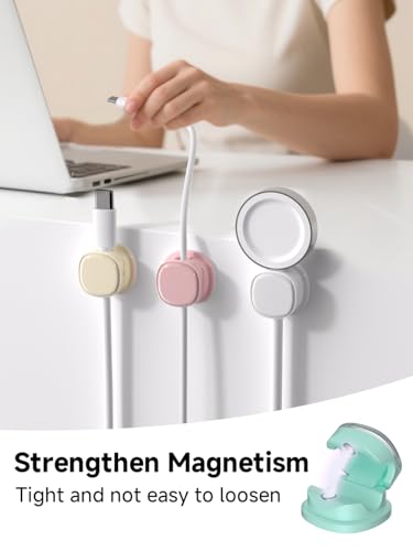 Magnetic Cable Clips (9-PCS White_Purple_Cyan_Apricot)