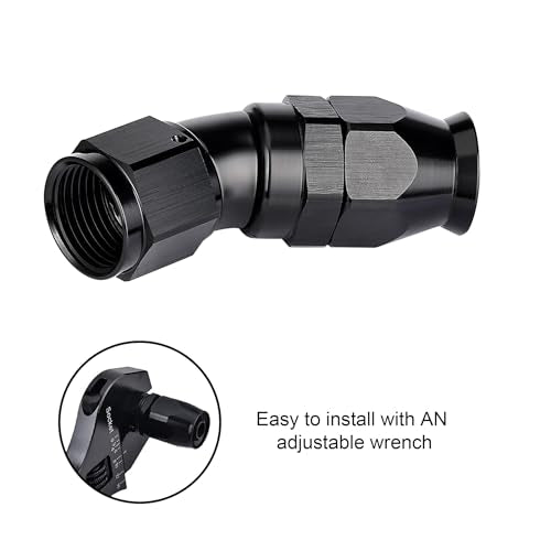 6AN 30 Degree PTFE One Piece Full Flow End Hose Fitting Aluminum Black (6AN / 30 Degree)