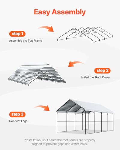 Heavy Duty Metal Carport (White / 12x20ft)
