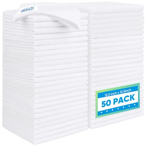 White Microfiber Cleaning Cloth 50 Pack (White / 12.5 x 12.5 Inch)