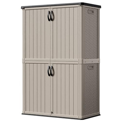Outdoor Storage Cabinet 50 Cu Ft with Lockable Doors (Beige / 50 Cu Ft/Vertical)