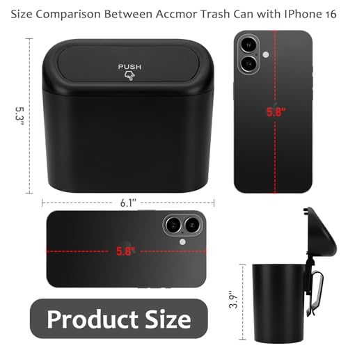 Car Trash Can with Lid (1 Black)