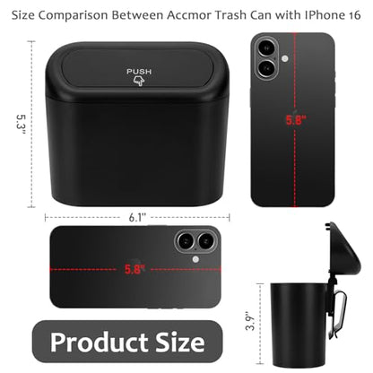 Car Trash Can with Lid (1 Black)