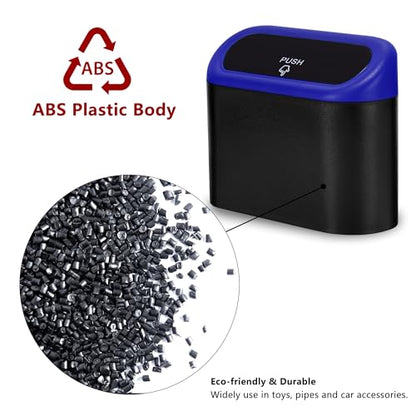 Mini Car Trash Can with Lid (Black/Blue)