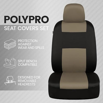 PolyPro 2 Pack Front Car Seat Covers Set in Beige (2 Fronts Only-Beige)