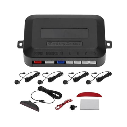Universal Car Auto Vehicle Reverse Backup Radar System Reverse Parking Sensors Alarm Buzzer Reminder Distance Detection Black 4Parking Sensors (Gloss Black)