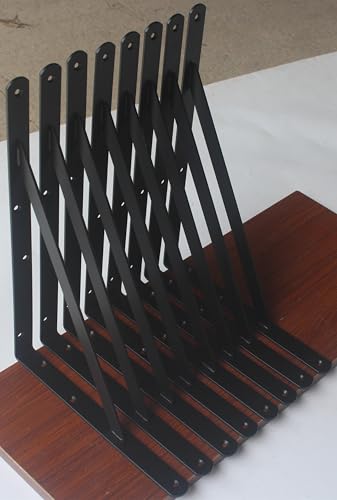 40 Pack L14 x H 10" Black Heavy Duty Shelf Brackets with Screws Metal Shelf Brackets Shelf Support Angle Brackets for Shelves L Brackets Heavy Duty Floating Shelf (40 Pack-Black / 14''x10'')