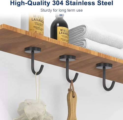 Coat Hooks Wall Mount Hooks for Hanging Hat Hurse Robe (Matte Black / 2 Inch (Ceiling))