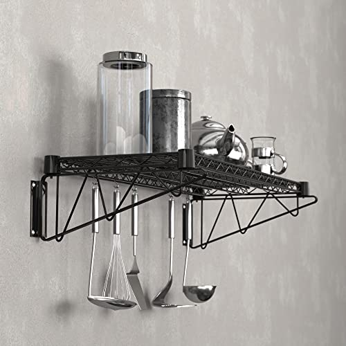 14" x 36" Black Epoxy Wire Wall Mount Shelf (Black / 14" x 36")