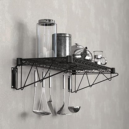 14" x 36" Black Epoxy Wire Wall Mount Shelf (Black / 14" x 36")