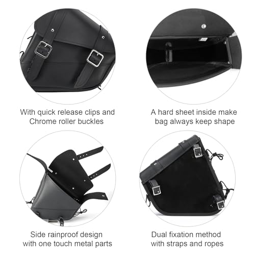 Motorcycle Saddle Bags Solo Swing Arm Bag For Sportster Softail PVC Waterproof Motorcycle Luggage Bags for Motorcycle or Bike (Black / Left Side)