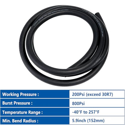 Rubber Fuel Hose Line Push Lock 3 (3/4" ID 5ft)