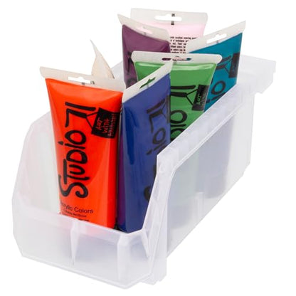 Medium Stackable Plastic Storage Bins (Clear / Medium, 8-Pack)