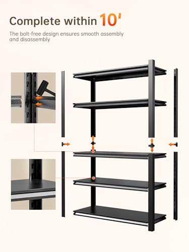 JHYKHG 63" H Storage Shelves (Black / 24"W*16"D*63"H)