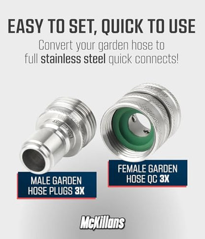Water Hose Quick Connect [UNIVERSAL FIT] 3 Pack (Quick Connects)