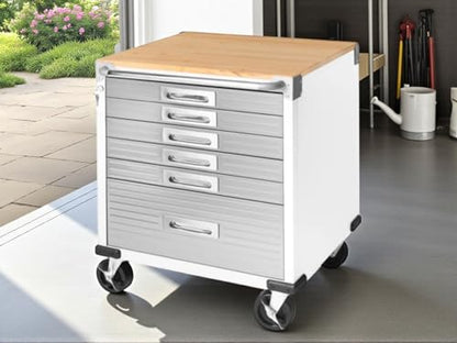 Heavy Duty Rolling Storage Cabinet with Wheels and Drawers (6 Drawer (28" W x 25" D x 34.5" H) / White)