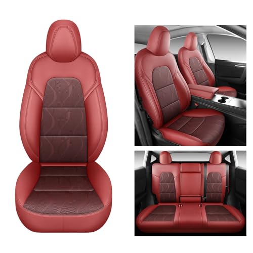 Tesla Model Y Seat Cover Full Set (Wine Red)
