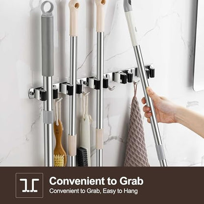 2 Pack Broom Holder Wall Mount (2Pack 4R5H / Black)