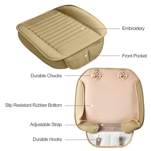 2pc Edge Wrapping Comfortable Car Front Seat Covers (Beige / 2x Bottom Seat Covers)