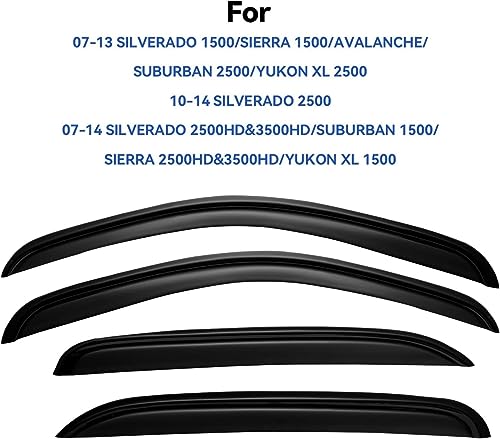 Window Visors Rain Guards for 2007 (2007-2013 silverado/sierra crew cab)