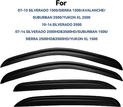 Window Visors Rain Guards for 2007 (2007-2013 silverado/sierra crew cab)