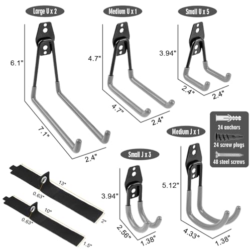 Garage Hooks Heavy Duty 14 Pack (Gray)