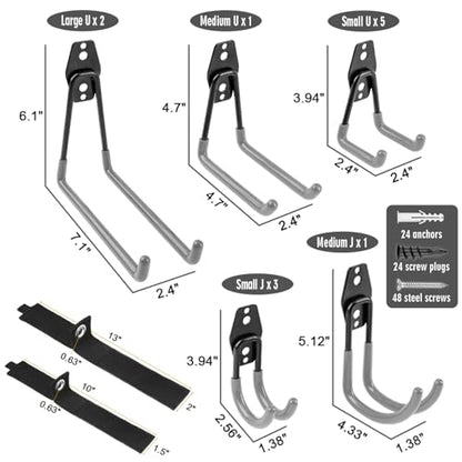 Garage Hooks Heavy Duty 14 Pack (Gray)