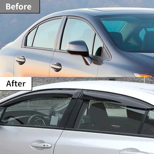 Outside Mount Window Visors Rain Guards for Honda Civic 4Dr Sedan 2012 (2012-2015)