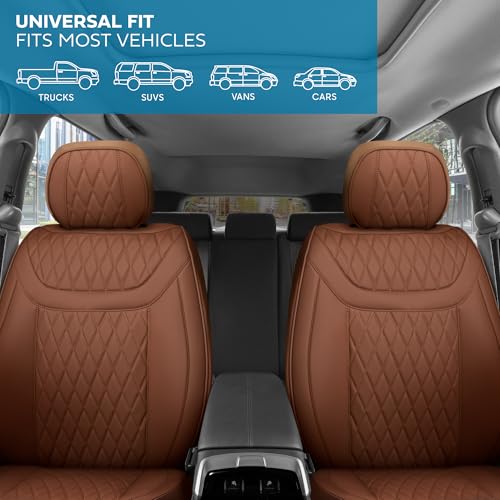 Curated Terracotta Napa Leather Seat Covers for Cars & SUVs (Brown/Black (Teracotta) / Front Seats)