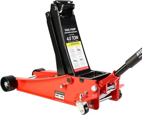 4 Ton Low Profile Floor Jack (Red - 4 Ton(Dual Pump), Lift 4"-21")