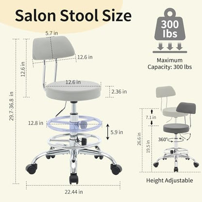 Rolling Massage Chair (Grey / With Back & Footrest)