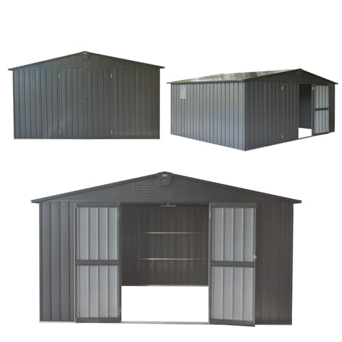 Domi Outdoor Storage Shed 11' x 12.5' (11' x 12.5' Gable Roof / Dark Gray)