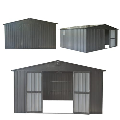 Domi Outdoor Storage Shed 11' x 12.5' (11' x 12.5' Gable Roof / Dark Gray)