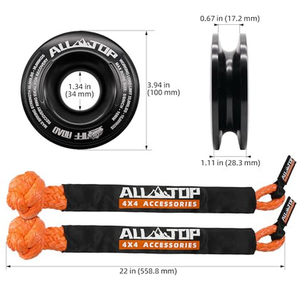 Synthetic Soft Shackle & Recovery Ring Kit (1/2" x 22" Shackles+ Black Ring)