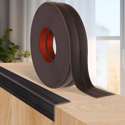 Wall Corner Protector Peel and Stick Corner Trim Molding (0.8 In x 10 Ft / Dark Walnut Wood)
