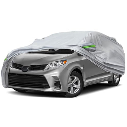 6 Layer Full Car Cover is All (Green reflective strip / 6/ M-L For MPV-Length ( 199"-210" ))