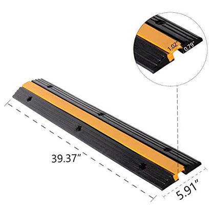 5 Pack Rubber Cable Ramp Hose Cable Protector Ramp 1 Channel 11000Lbs Load Capacity Traffic Speed Bump Wires Power Lines Extension Cord Cover for Indoor Outdoor (11000Lbs-1Channel-5Pack)