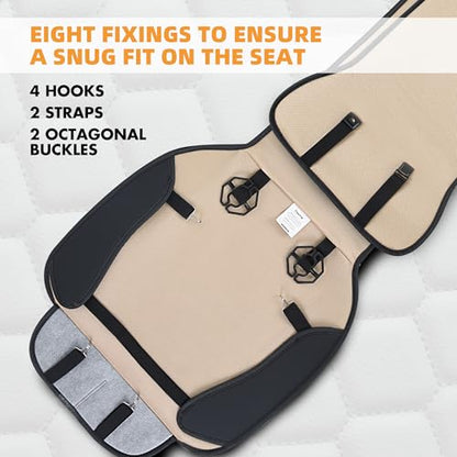 Leather Car Seat Covers Front 2PC Black Gold Luxury Waterproof (Black/Glod)