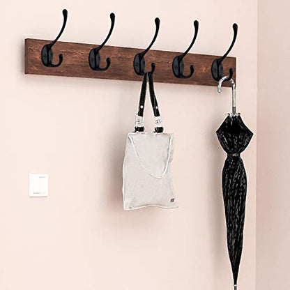10 Pack Black Double Coat Hooks No Rust Hooks for Coat (Black)