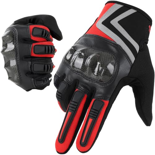 Lightweight Motorcycle Gloves for Men Women Touchscreen Summer (Red / X-Large)