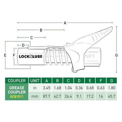 Locking Grease Gun Coupler (NPT With Spare Rebuild Kit)