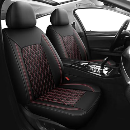 Faux Leather Front Car Seat Covers (N1 Black Redline / Front Seat)