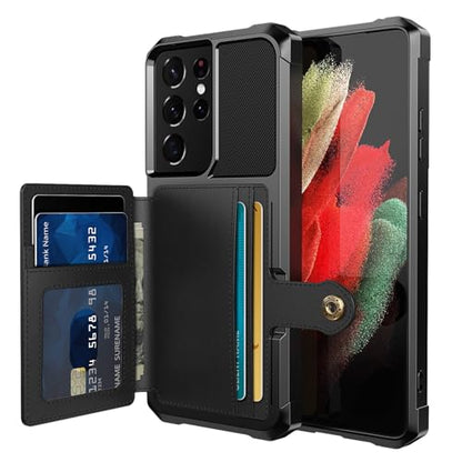 for Samsung Galaxy S21 Ultra Case with Card Holder (Black / Samsung Galaxy S21 Ultra)
